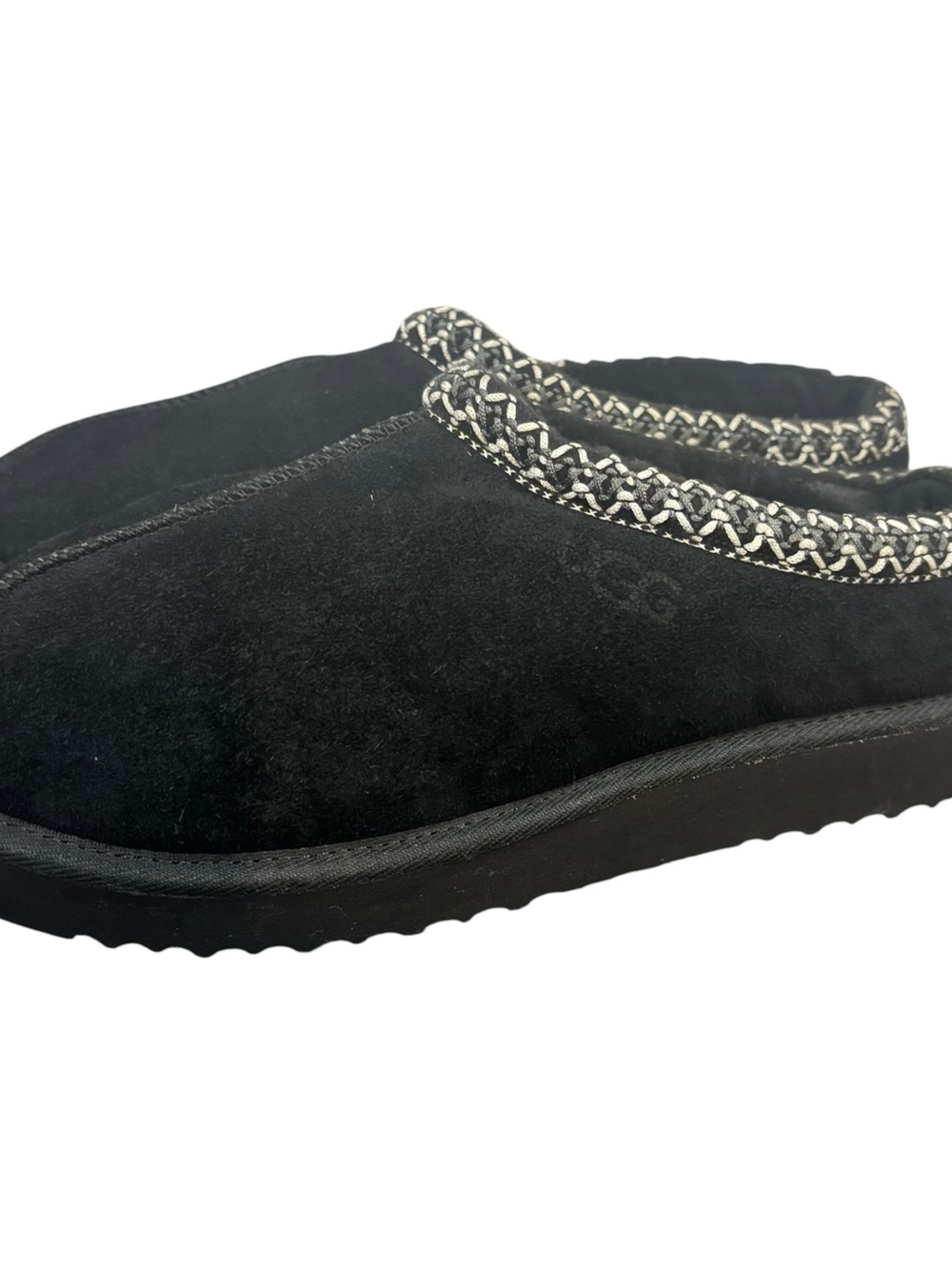 UGG Tasman Suede Sheepskin Shearling Lined Slippers Black Suede Men’s Sz 12